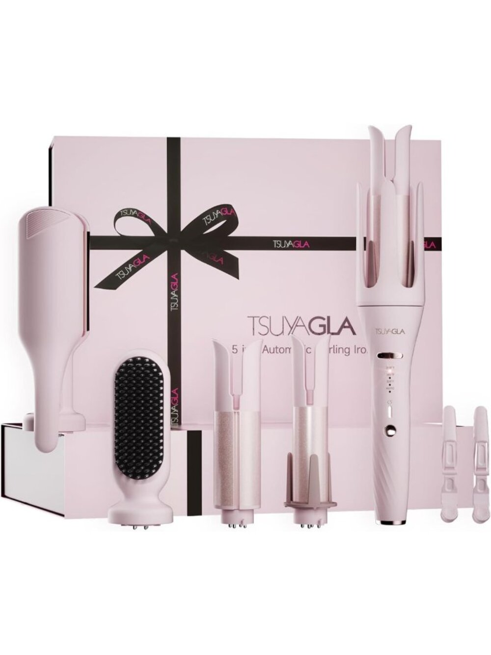 5-in-1 Automatic Curling Iron Set with 3 Interchangeable Barrels for Effortless